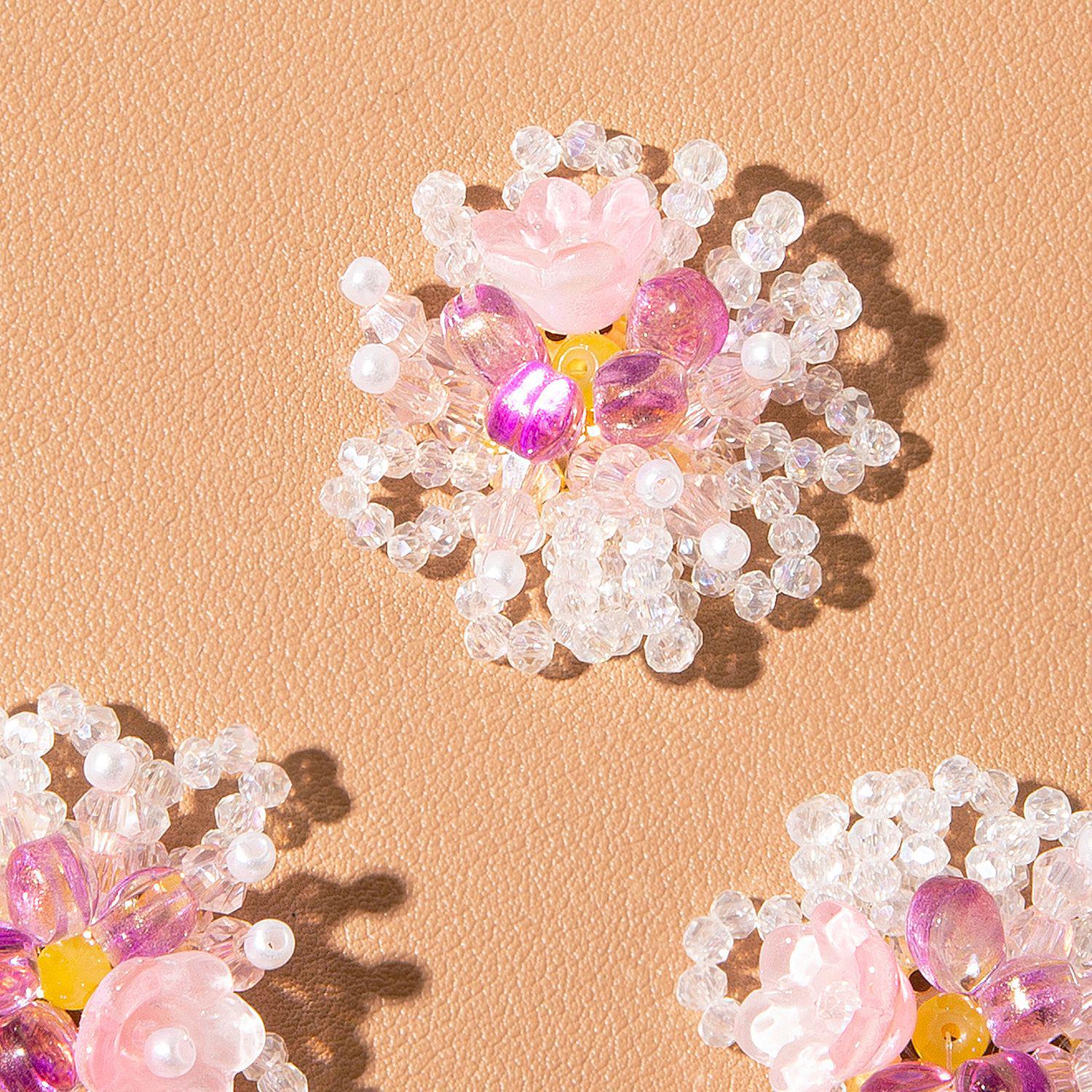 Цветок персика, гроздь, ручная работа, заколка для волос и серьги с бусинами