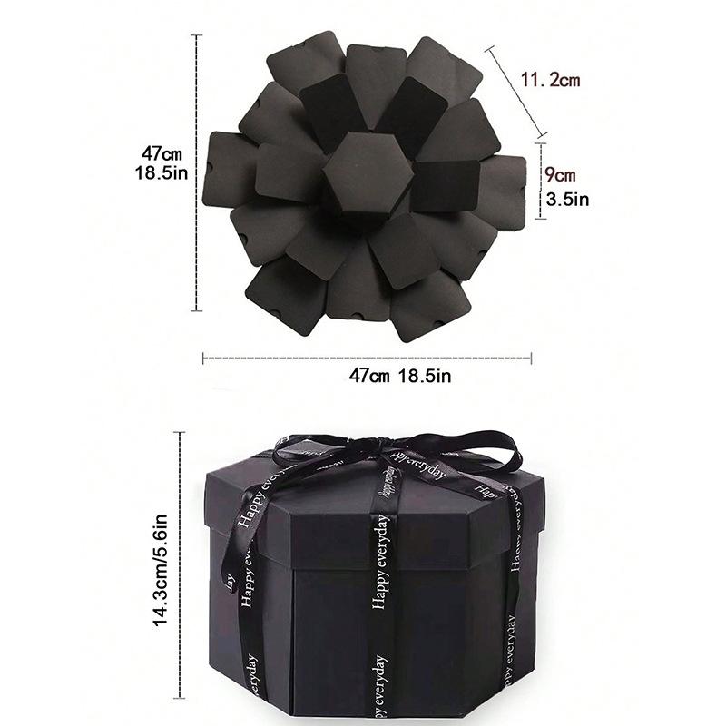 1 DIY Black Explosion Box, Photo Album Scrapbook Handmade Folding Album Memory Box Birthday VALENTINE'S Day Proposal Anniversary