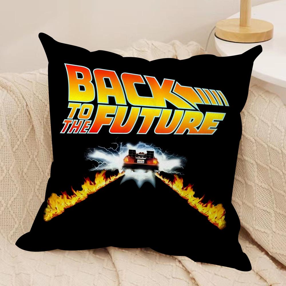 BBack To The Future movie Cushion Cover Silky Short Plush Invisible Zipper Dustproof Sofa Pillow Case for Home Decor