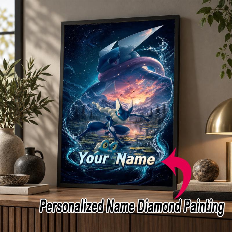 Personalized Greninja Diamond Art Custom Name 5D Diamond Painting Full Drill DIY Craft