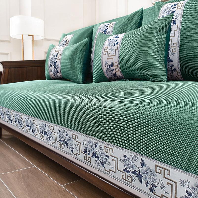Ice Silk Sofa Cushion Summer Mat Non-Slip Cushion New Chinese Style Cover Cool Pad Summer Summer Mat