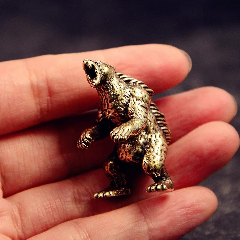 Solid Brass Furious Bear Small Statue Desktop Decoration Vintage Animal Miniatures Figurines Home Decor Ornaments Crafts Tea Pet