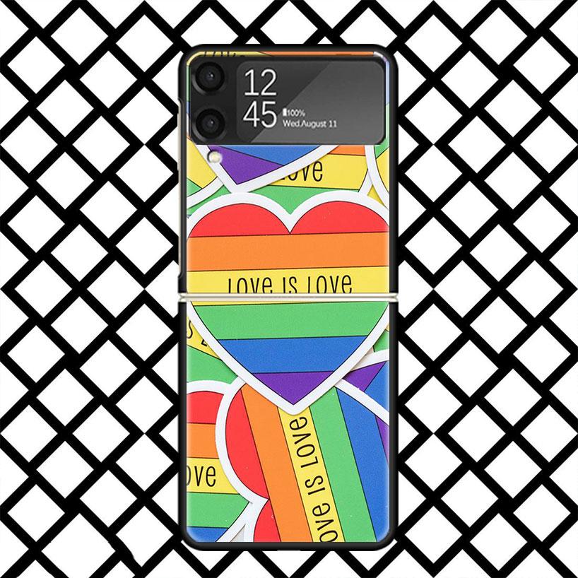 LGBT Rainbow Gay Lesbian Phone Case For Samsung Z Flip 7 6 5 4 3 Galaxy ZFLIP7 ZFlip6 5G Flip5 Flip4 Flip3 5g Black Hard Cover