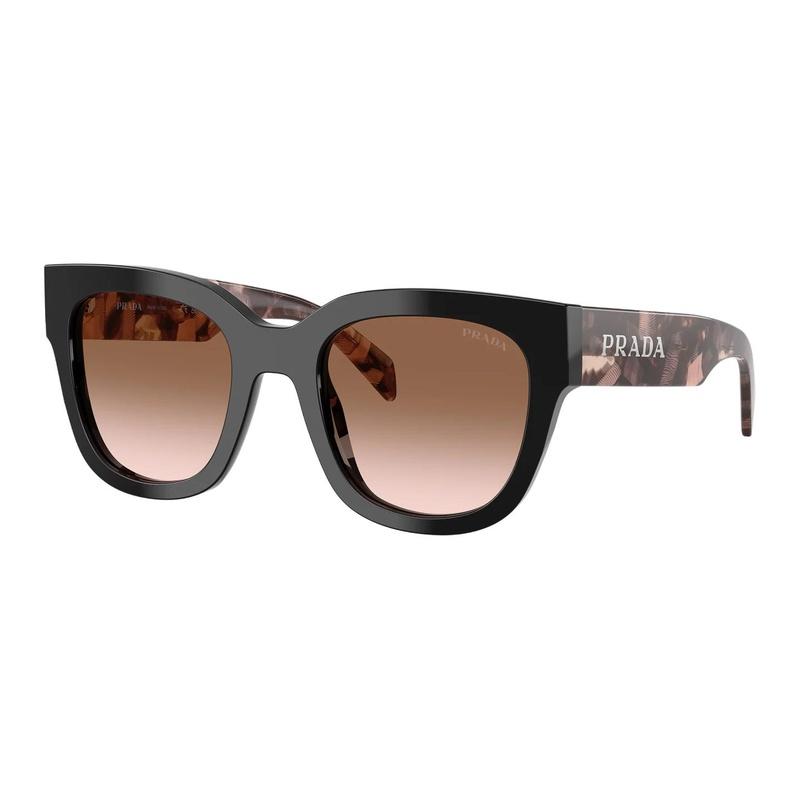Prada Essential Series Simple Fashion Design Acetate Square Sunglasses Women's Black