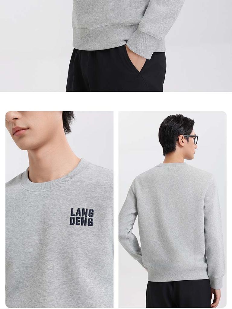 Langdeng Men's Hoodie 2025 Spring and Autumn Trendy Fashion Versatile Casual Round Neck Hoodie Long Sleeve T-shirt Top for Men