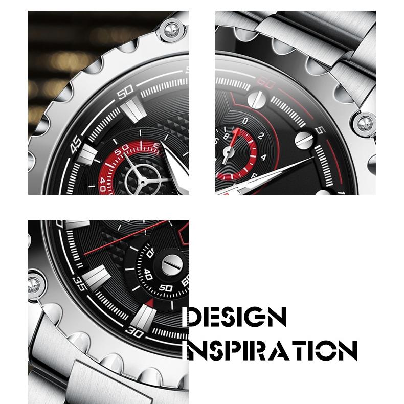 OLEVS Merkeklokke lysende stor urskive multifunksjons herreklokke herreklokke