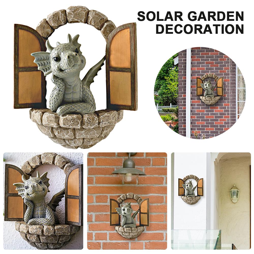 Garden Statue Dragon Meditation Statue Crafts Resin Ornament Dinosaur Shape Sculpture Outdoor Courtyard Decoration Home Decor