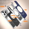 For iPhone 14 Pro Max Case PU Covered Metal Boardless Phone Back Cover with Kickstand