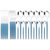 24Pcs Mint Gold Dinnerware Set Knife Fork Coffee Spoon Cutlery Western Stainless Steel Tableware Flatware Kiechen Silverware