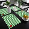 Green White Gingham Cherry Placemats Fresh Fruit Checkered Linen Table Mats Cottage Summer Kitchen Brunch Table Decor
