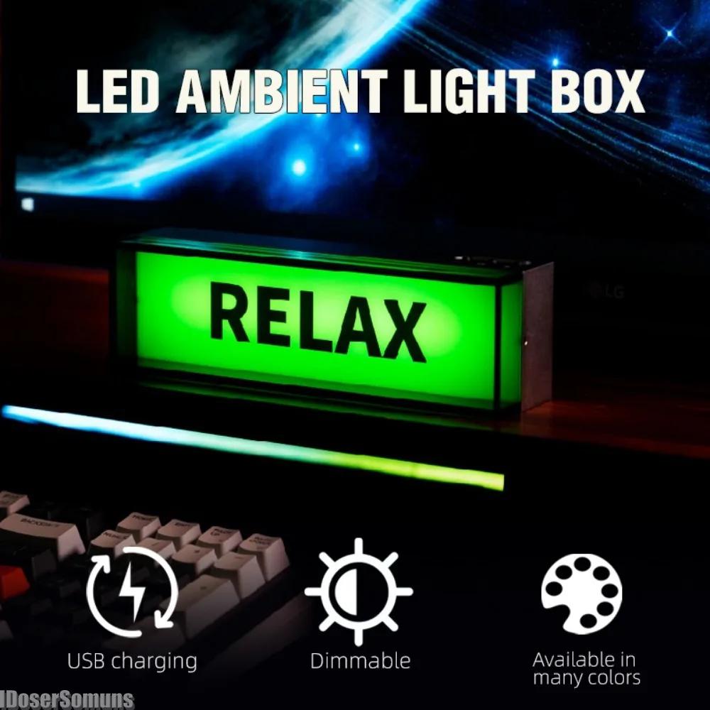 Lumière Ambiante LED Ornement Boîte Lumineuse Chargement Interface USB-C Trois Niveaux de Luminosité Bureau Chambre Décoration Salle E-sport