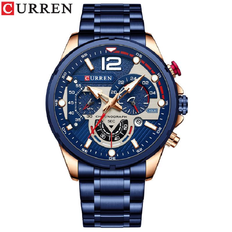 Curren Careen Men s Business Steel Strap Watch Quartz Calendar Six-Pin Luminous Men s Watch