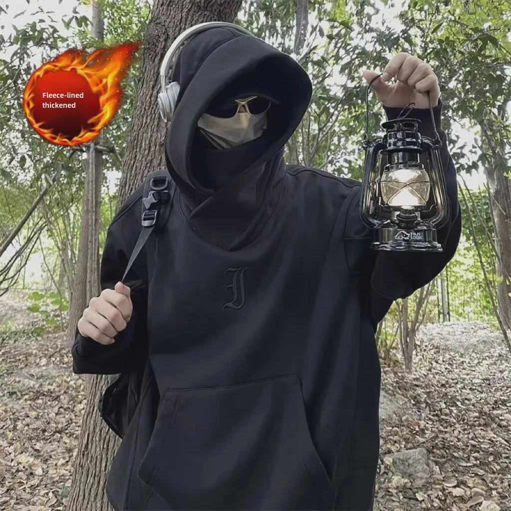 

Мужская толстовка с капюшоном и высоким воротником в стиле хип-хоп — американский модный бренд, свободный крой для весны и осени XXL