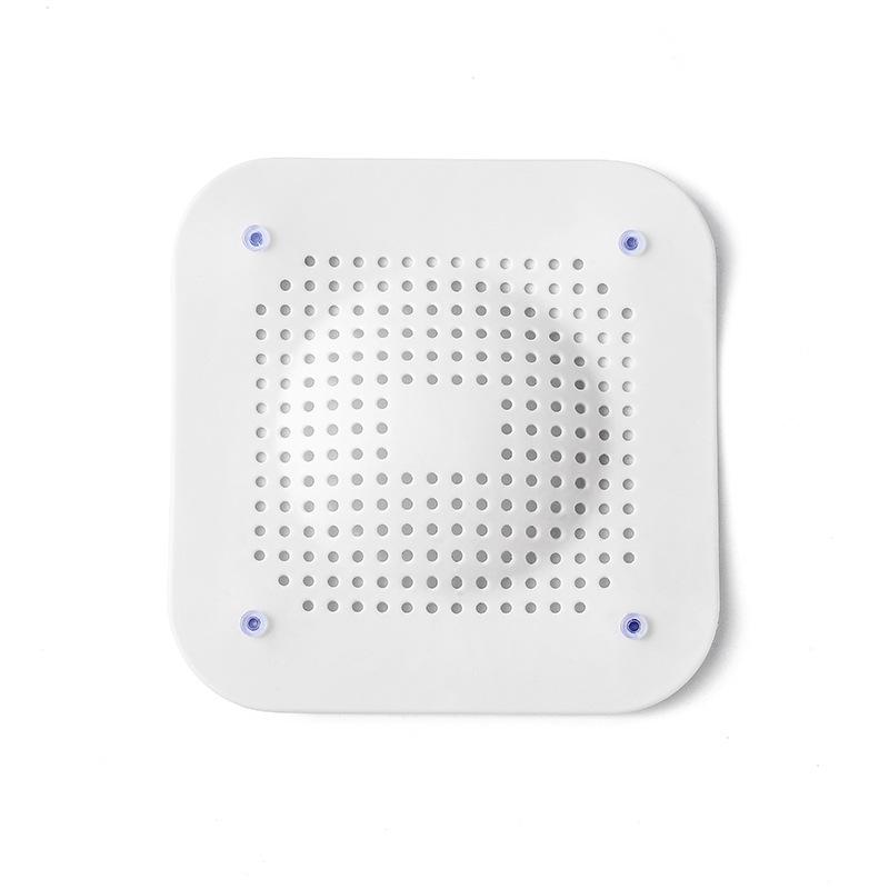 Square Silicone Bathroom Drain Cover, Anti-Clogging Hair Filter