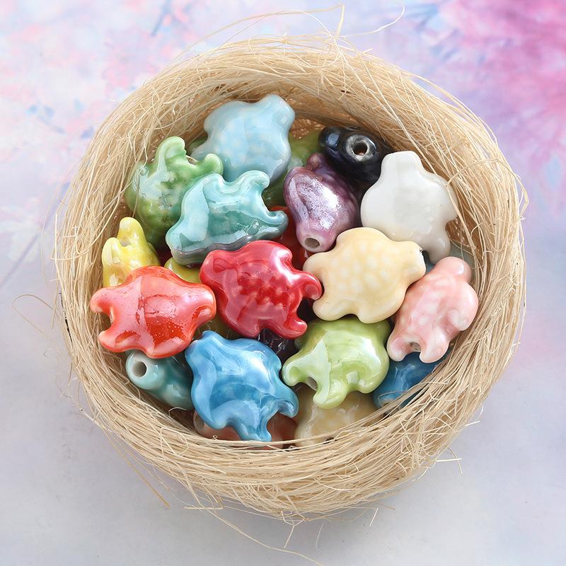 10Pcs Ceramic Turtle Beads Spacer Loose Bead For Jewelry Making Diy Bracelet Necklace Accessories
