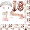 Rose Gold Digital Birthday Digital Crown Year Old Balloon Power Strip Candle Set