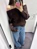 Women's One-Shoulder Knit Pullover Sweater: Off-Shoulder, Long Sleeve, Soft & Brushed - Autumn/Winter Collection