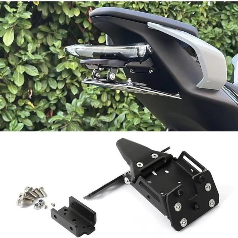 Black Rear Mudguard Bracket for 675SR-R and 675SRR Motorcycles, Short-Tail Rear License Plate Support with Plate Illumination Function