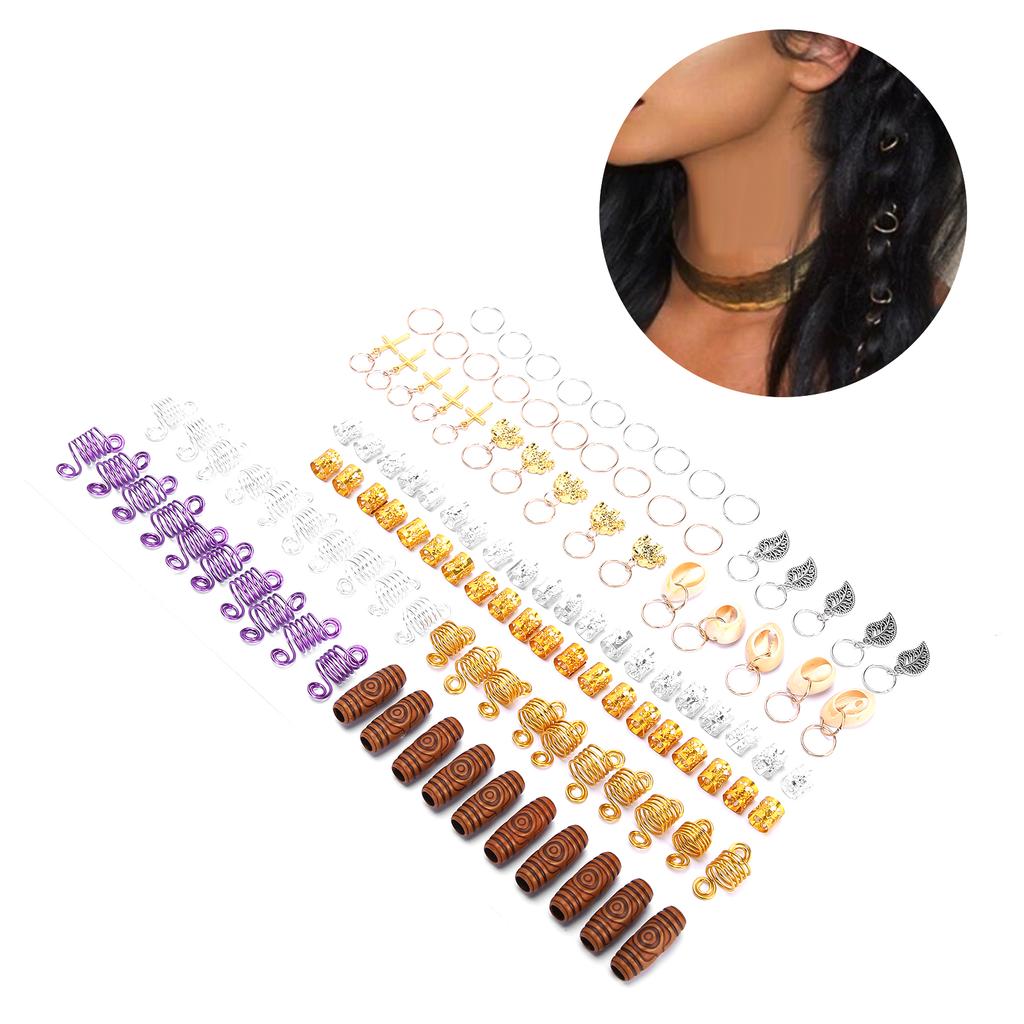 120pcs Hair Braid Rings DIY Shell Simulation Hair Braid Clips Hair Decoration Accessories
