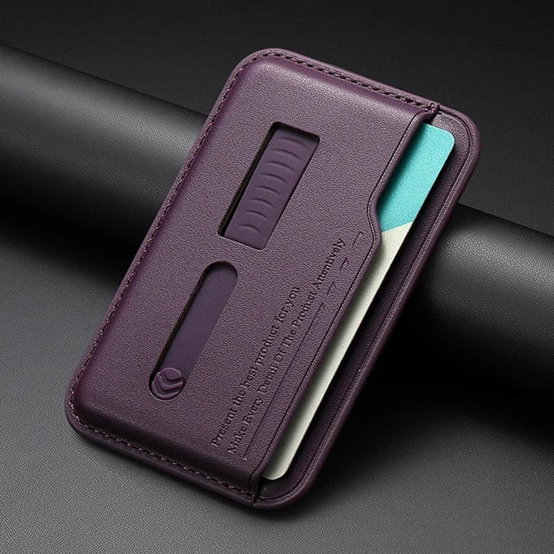 Hidden Strap Magnetic Leather Wallet Card Holder Case for Magsafe IPhone 14 13 15 17 16 12 Pro Max Plus I16 Mac Safe Stand Cover