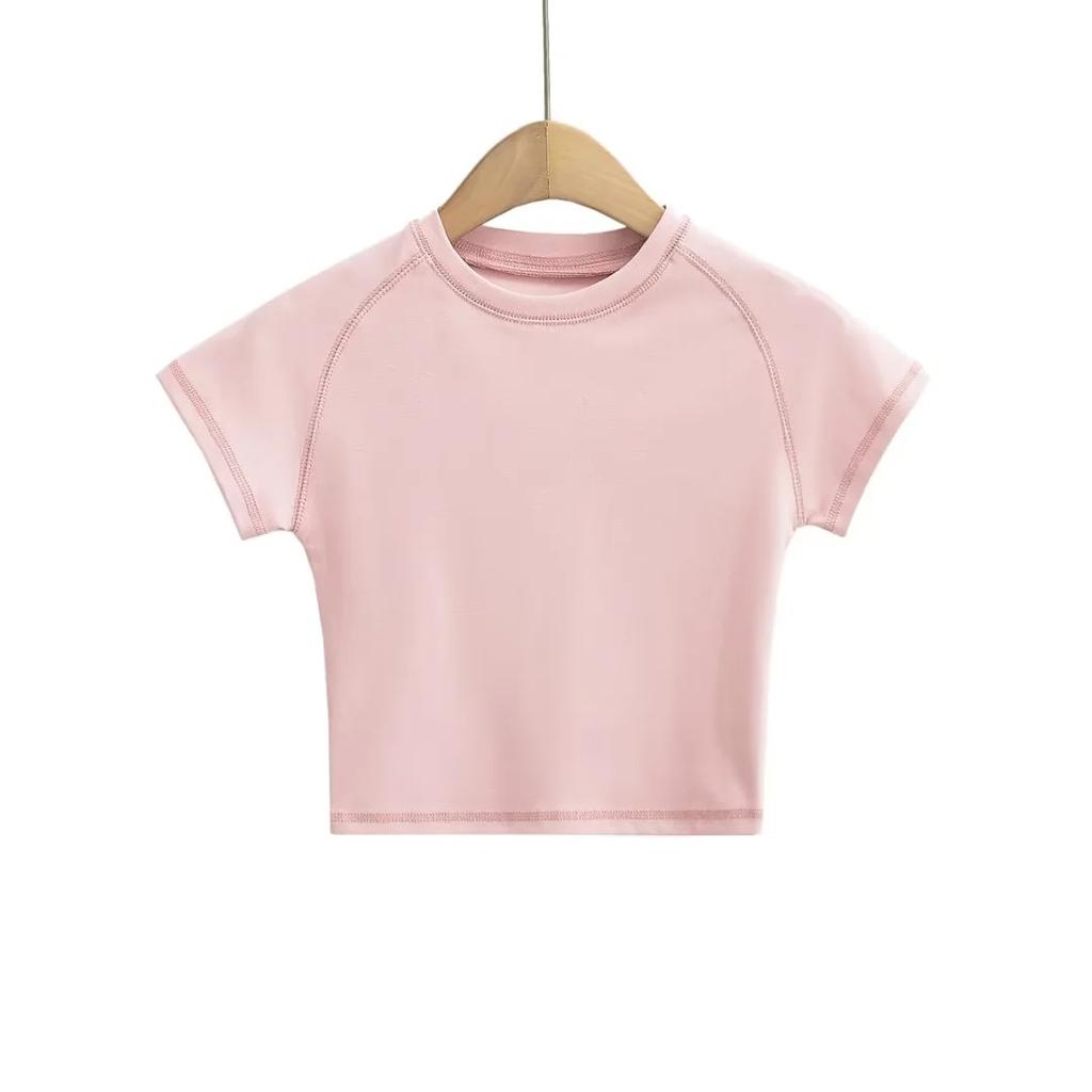 Small Round Neck Exposed Navel Tight Short Sleeved European And American Style Women'S Clothing New Solid Color T-Shirt Spicy Girl Tight Top