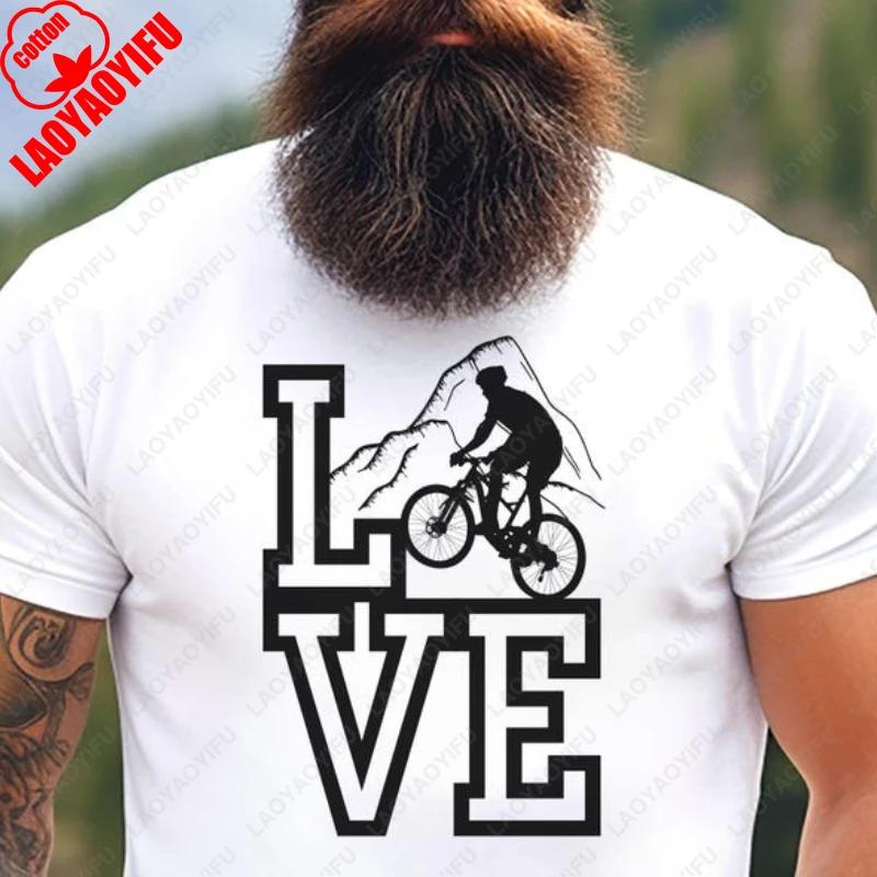 

Love Mountain Biking MTB Cyclist Tshirt Men Women Creative Trending Clothing Design Love Letters Graphic Print Short Sleeve Gift S