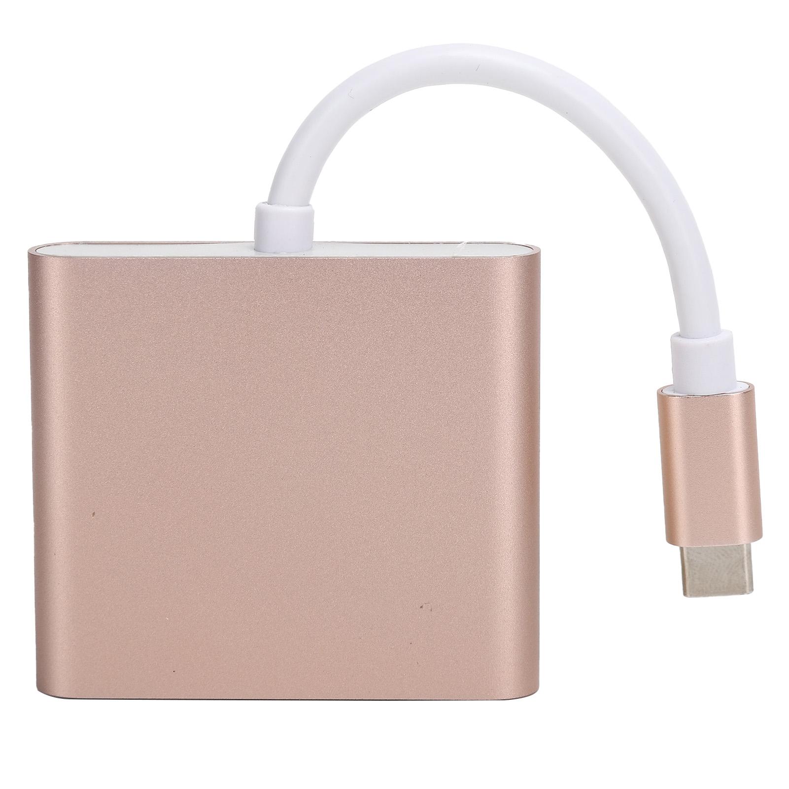 

USB C Adpater 3.1 3 in 1 Hub Converter Dock High Definition Multimedia Interface 4KRose Gold рожевий колір золота