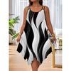 Coat Summer European and American Fashion Hem Double Shoulder Strap Random Print Women's Dress Temperament Commuting