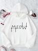 Fashion Children Hoodie, Cute Sketch Style Cat Face Combined With Word Pattern Pullover Sweatshirt, Fall Winter Casual Sport Long Sleeve Top