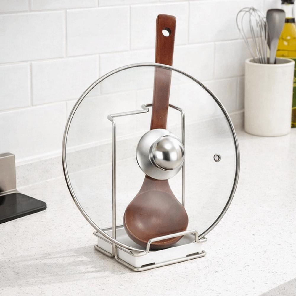 Stainless Steel Pot Lid Rack Non-Tipping Spoon Rest Shelf Modern Spatula Holder  Restaurant