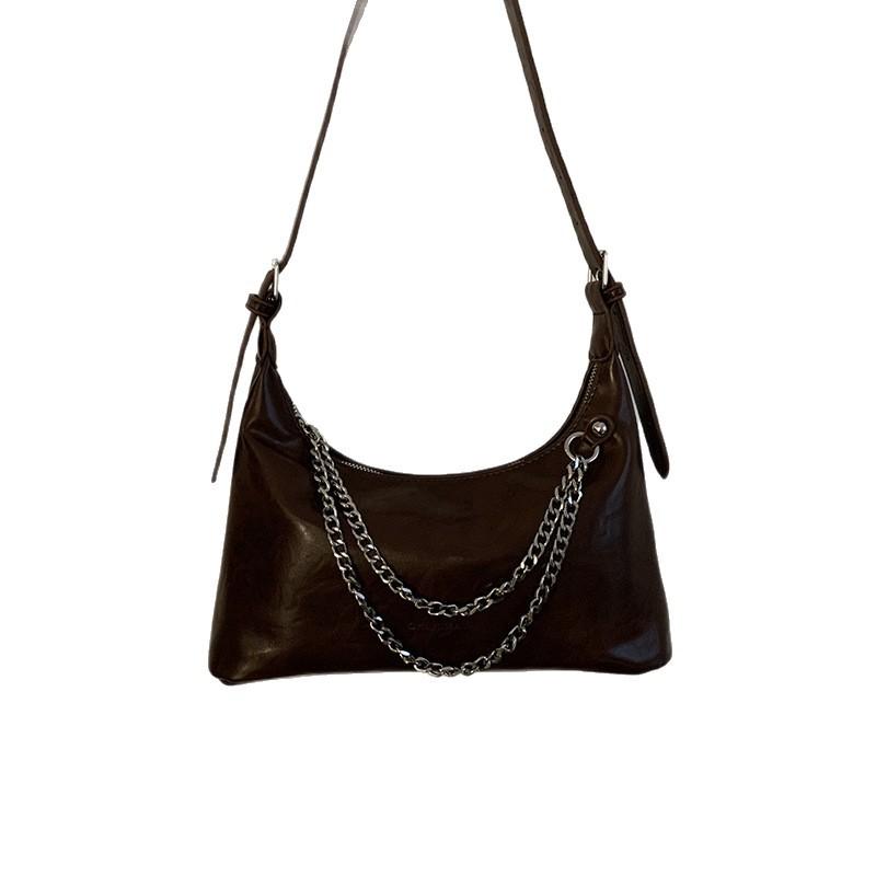 Retro Niche Armpit Bag Women's 2025 Autumn New Fashion Korean Baguette Bag Large Capacity Chain Armpit Bag