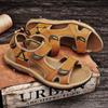 Men's Leather Summer Outdoor Sports Sandals Soft Bottom Outdoor Breathable New Tide plus Size Velcro Beach Shoes