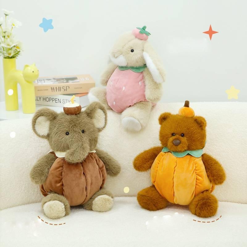 Fruit Orange Coconut Bear Strawberry Rabbit Plush Toy Cute Baby Doll Figure