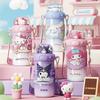 X&W Sanrio Straw Thermos Cup Cartoon Kuromi Drinking Water Bottle Stainless Steel Vacuum Flasks with 3D Creative Lid Kids Gifts