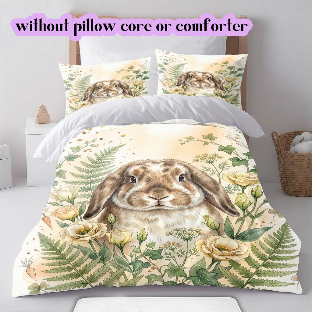 Watercolor Animal Painting Pattern Bedding,Quilt Set Quilt Cover Pillowcase Home Birthday Gift (1*duvet Cover+2*pillowcase,without Core)