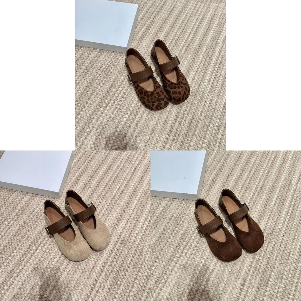 Vintage Leopard Print Mary Jane Shoes For Women With Buckle Closure And Low Heel For Casual Wear