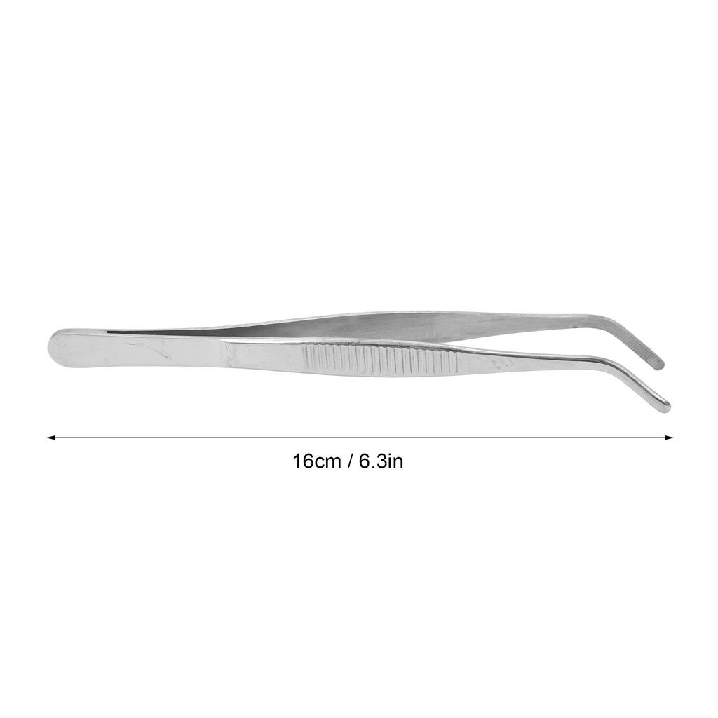 16cm Curved Tweezers Stainless Steel Skid Resistance Curved Tip Forceps for Laboratories
