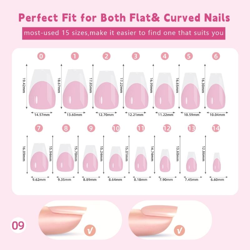 150 Pieces French Press On Nail Pre Applied Base Coat and Primer No Filing Needed for DIY Nail Art Salon Quality Nail