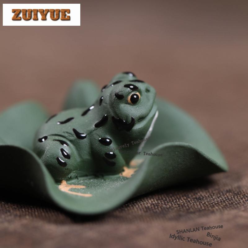 Yixing Lila Ton Lotusblatt Frosch Teetier Retro Aquarium Landschaftsgestaltung Teefigur Spielzeug Teestatue Ornamente Sammlung