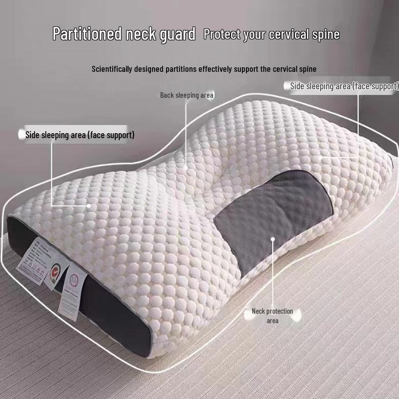 Deep Sleep High Neck Support Massage Pillow - Non-Collapsing, Ideal for Adults, Students, Dorms, and Hotels