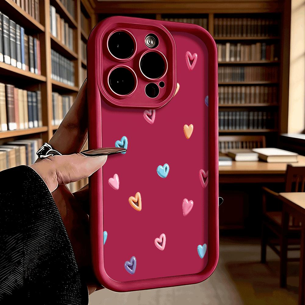 Colorful Heart Pattern Luxury Anti-Slip TPU Phone Case For Xiaomi Redmi Note 15 14 13 12 11 10 9 Pro Full Protective Cover