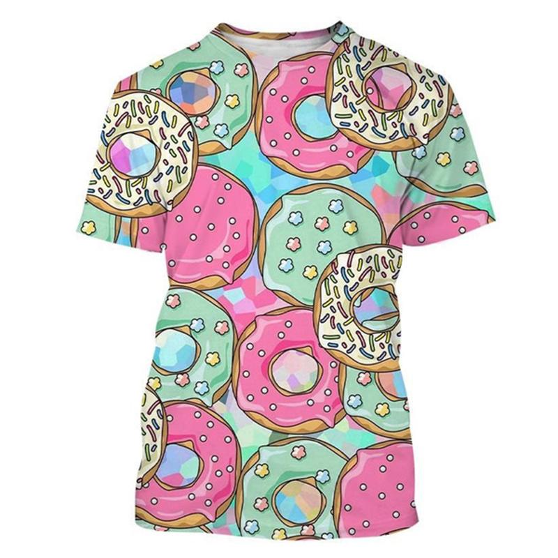 Summer 3D Printed Chocolate Donut T-shirt Fashion Street T-shirt Tops Unisexes Casual Fun Harajuku T-shirts Clothing