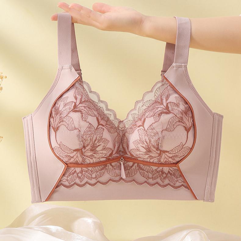 Large Size Bra Women's Bra Gathered Together Thin Style No Steel Ring Sexy Bra Lace Adjustment Type Double Breasted Bra Women's Bra