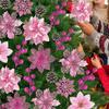 1 Set 11/13/14cm  Pink Artificial Glitter Christmas Flowers Xmas Tree Wreath Hanging Ornaments Home Party New Year Decor Navidad