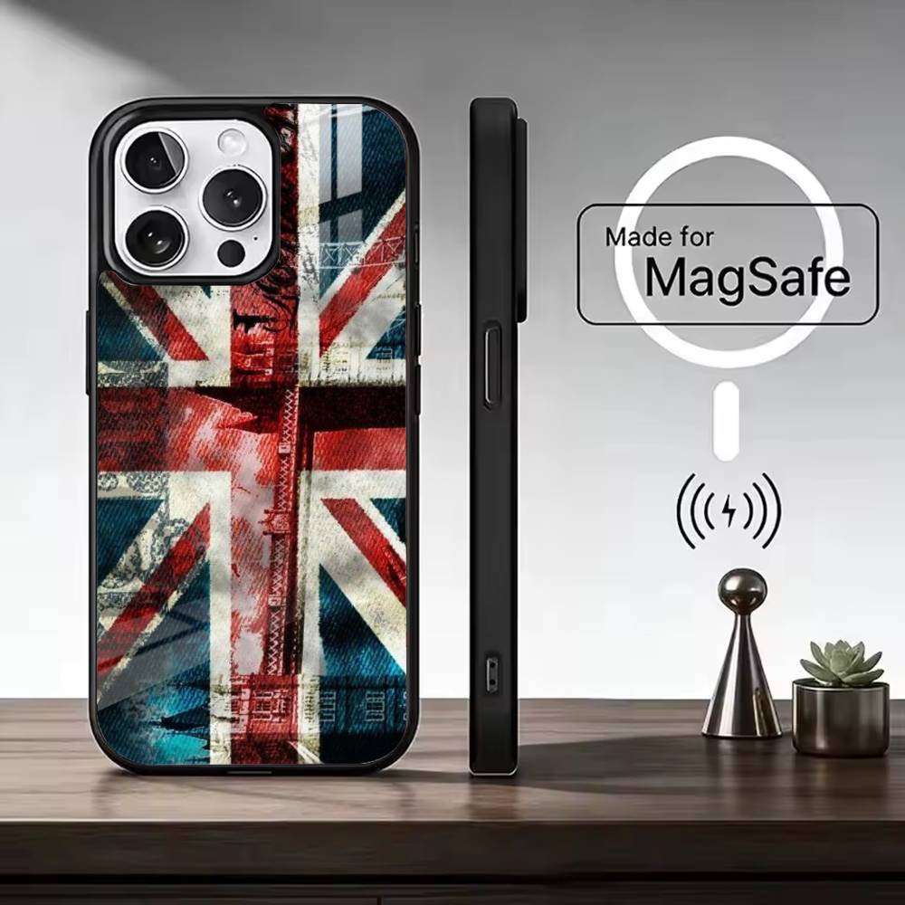 England F-Flag Fan Support For Football Phone Case For iPhone17,16,15,14,13,12,11 Plus,Pro Max, New Magnetic Wireless Charging