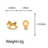 Minimalist Hollow Wooden Horse & Copper Coin Zircon Earrings for Women - Light Luxury Retro Design