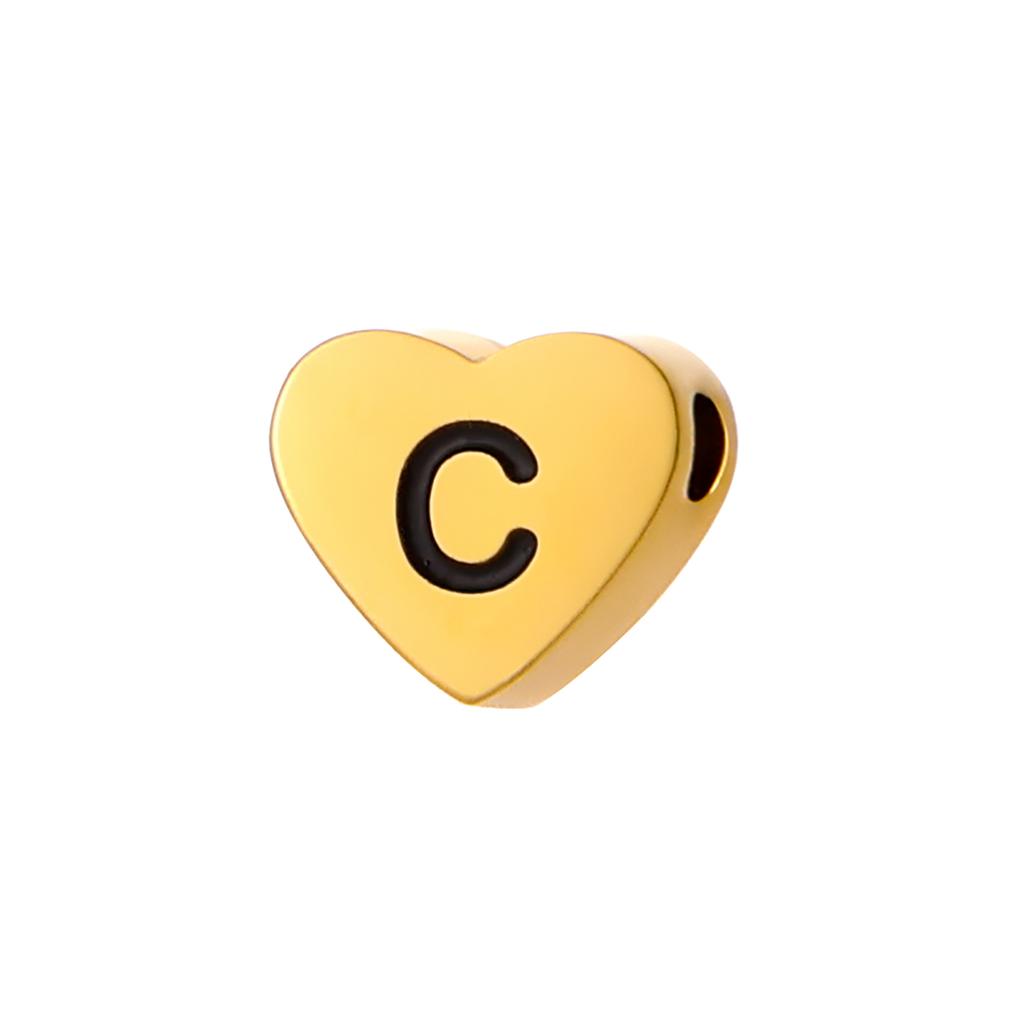 CARLIDANA Stainless Steel Alphabet Pendant Jewelry Accessories Gold Plated Black Letter Charm Heart Initial Beads for Jewelry