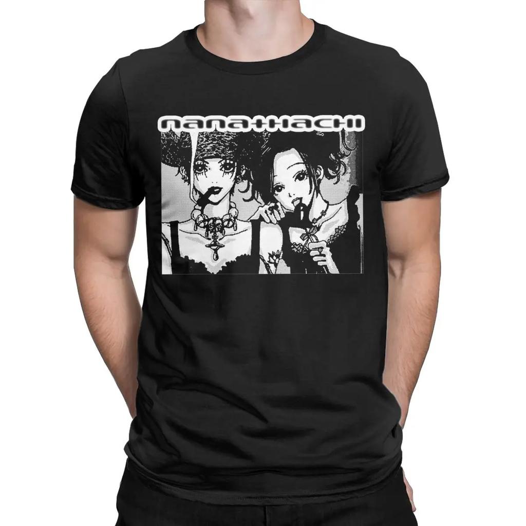 Nana Hachi Anime Men T Shirts Casual Tee Shirt Short Sleeve Crew Neck T-Shirt Pure Cotton Birthday Gift Clothes