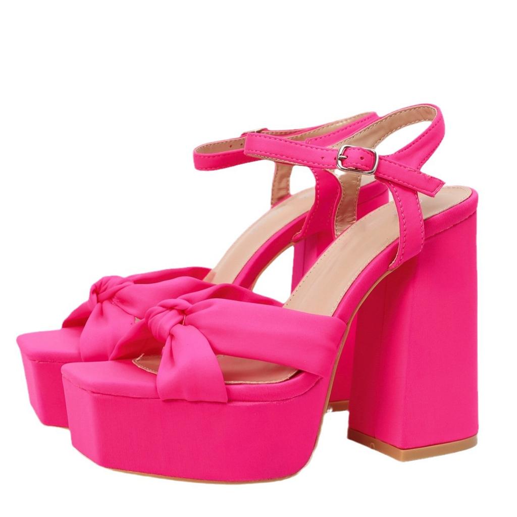 Large size women's shoes new sexy wind open-toed bow waterproof table thick high-heeled fashion sandals