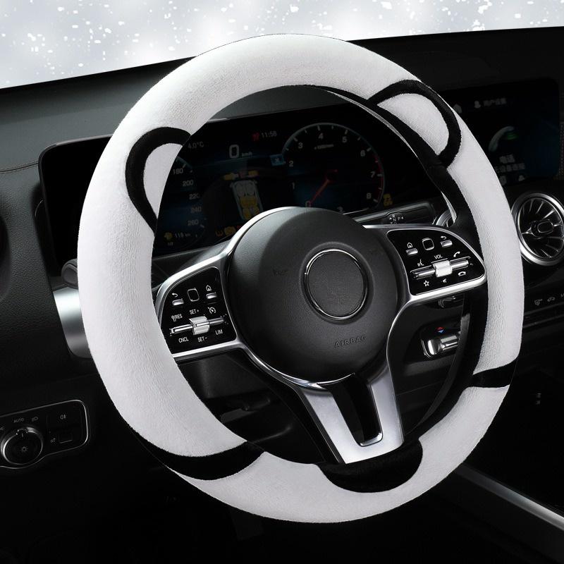 Customizable Plush Cartoon Steering Wheel Cover For Cars Soft And Cozy Winter Style